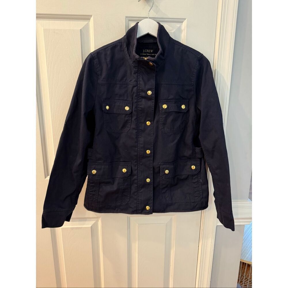 J. Crew Navy Nautical Canvas Jacket sz M EUC